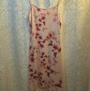 Pink Floral Feminine Night Gown Chemise Slip Dress Size Medium